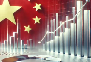 bandeira da china com um grafico de crescimento