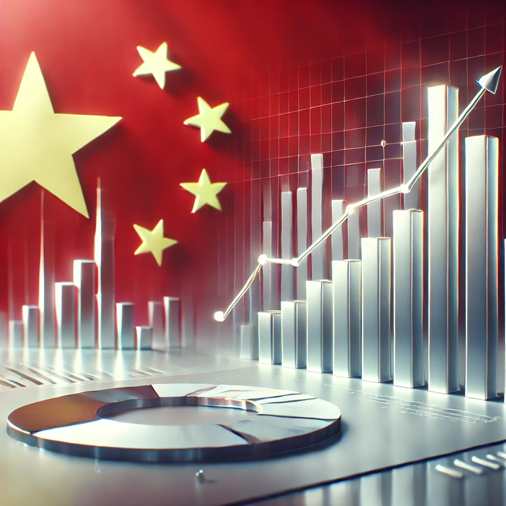 bandeira da china com um grafico de crescimento